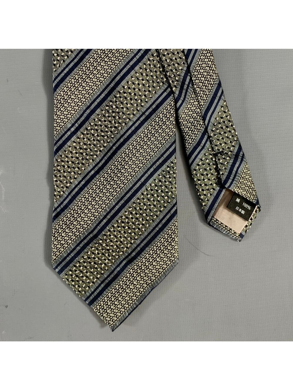 ISSEY MIYAKE Gray Navy Jacquard Silk Tie